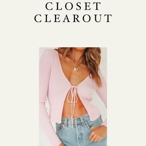 Light Pink Tie Front Cardi